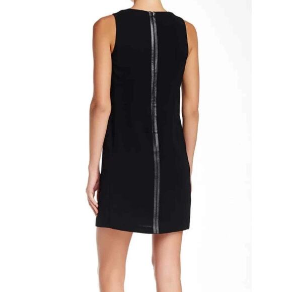 Vince Leather Trim Contrast Sleeveless Sheath Dress Black Women's Size  8 - Picture 1 of 7